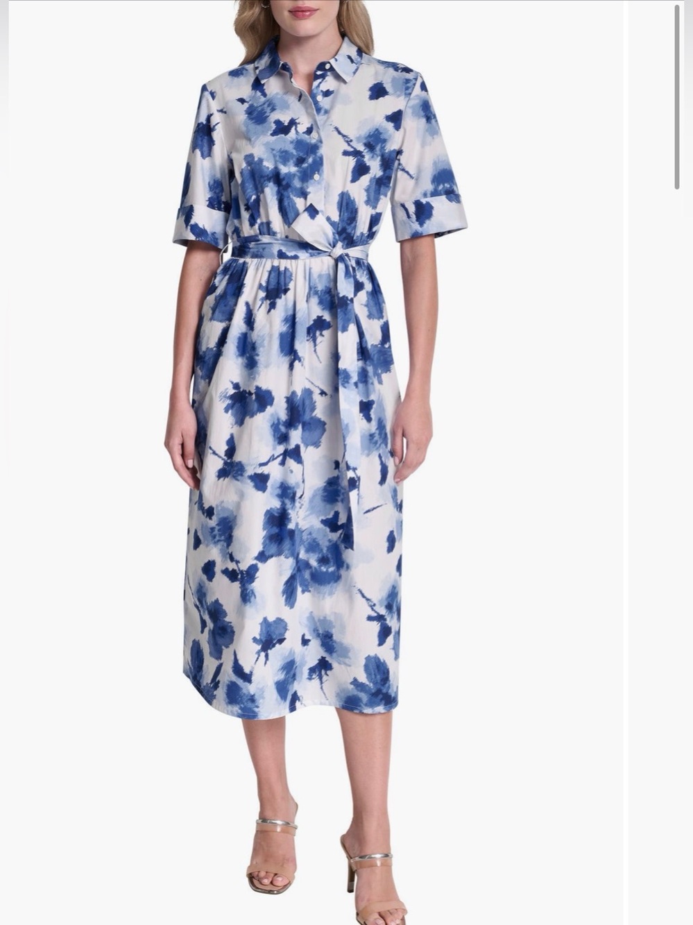 New DKNY Women's 3/4 Sleeve Floral Midi Dress Size 2
